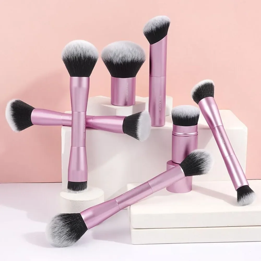 Maange 7 Pieces Pink Double Sided Kabuki Cosmetics Makeup Brushes